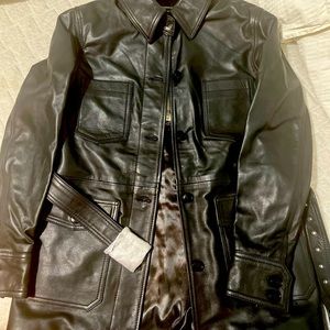 Schott Jacket -new with tags leather jacket with pockets collar and belt